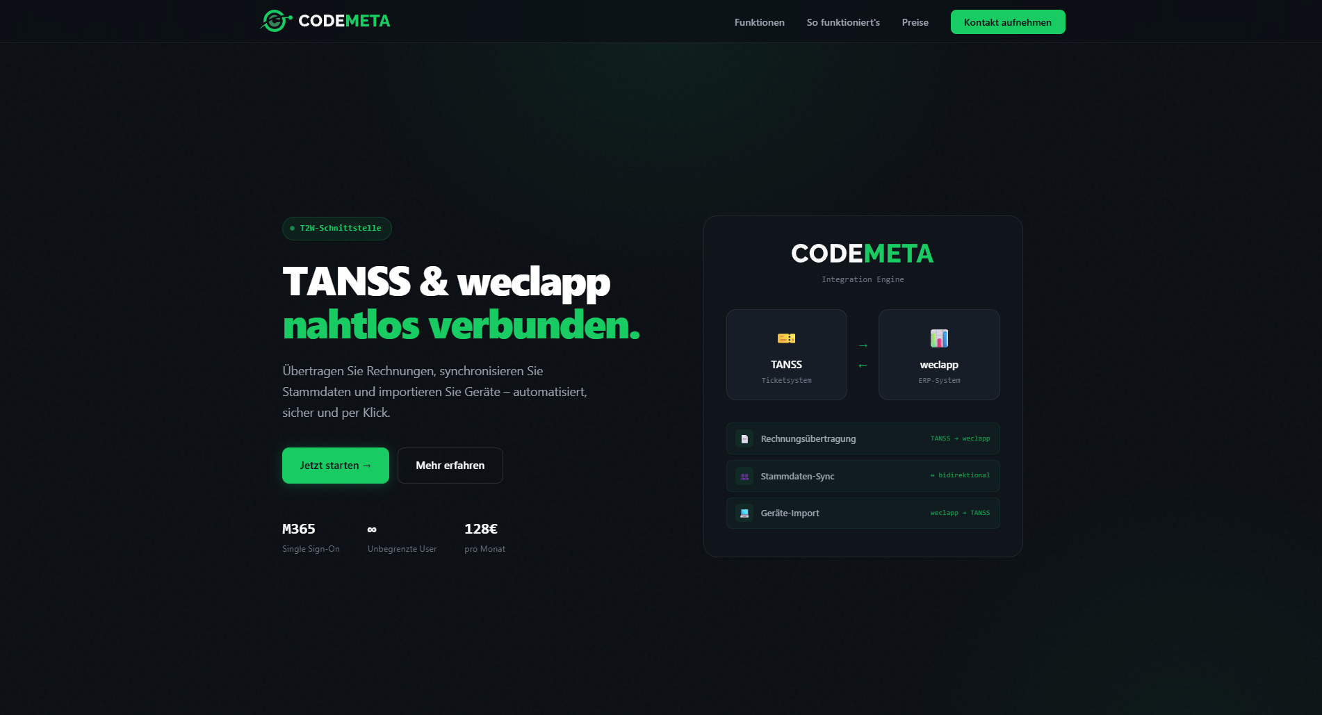 TANSS2Weclapp — ERP-Integration zwischen TANSS und weclapp, erstellt im Codemeta KI-Workshop